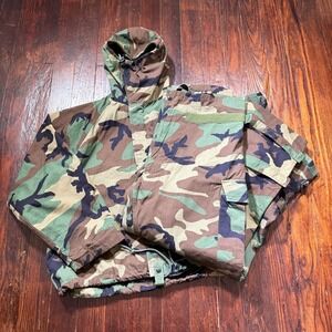 US Military Woodland Camo Chemical Protective Overgarment Jacket Pants Set Large